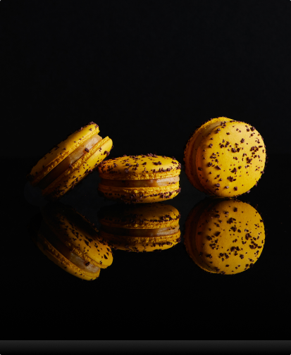 Macadamia and passionfruit macarons